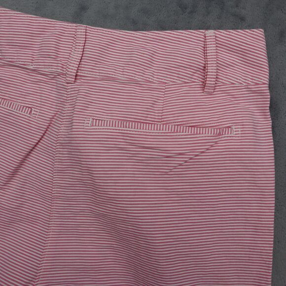 Puma Shorts Womens Pink White Striped High Rise Pocket Button Zip Pleated Chino - Picture 9 of 12